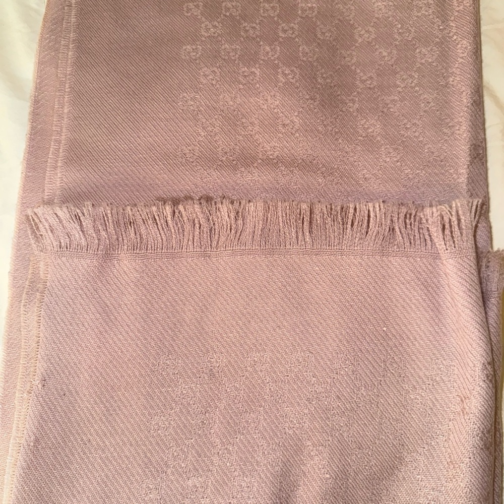 Gucci Blush Pink Silk Monogram Scarf